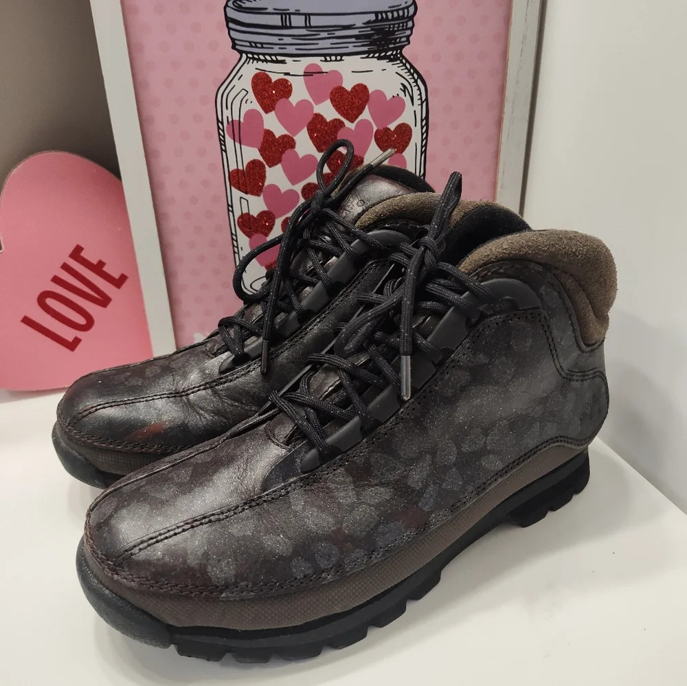 🖤 Vintage Y2K Timberland Euro Hiker Multicolor Lace Up Ankle Boots, Black, 7 - Picture 2 of 16